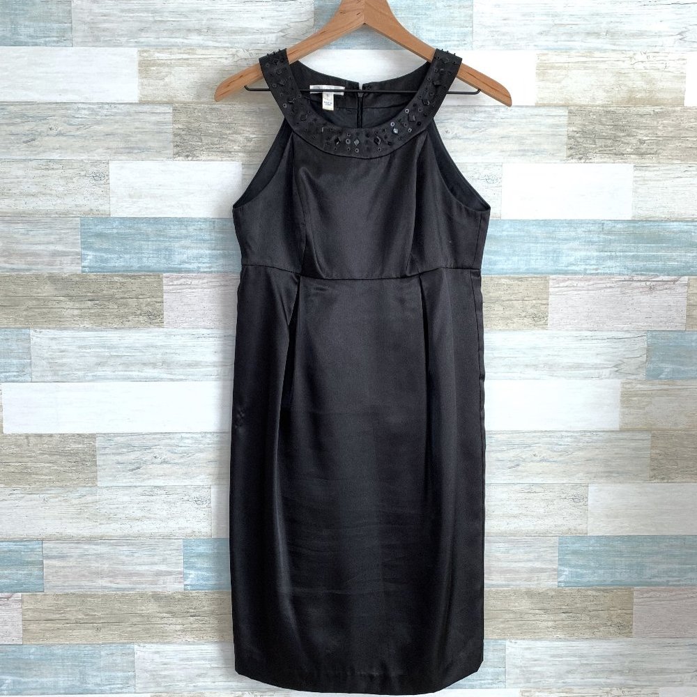 London Times Satin Halter Sheath Dress Black